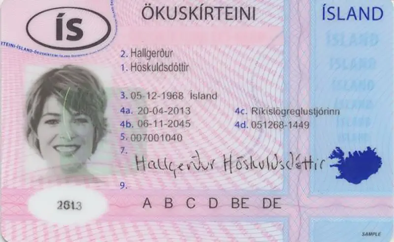 アイスランド共和国の運転免許証